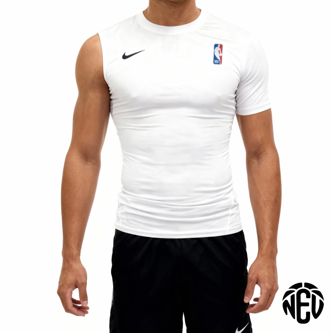 NBA Compression White One Sleeve Shirt