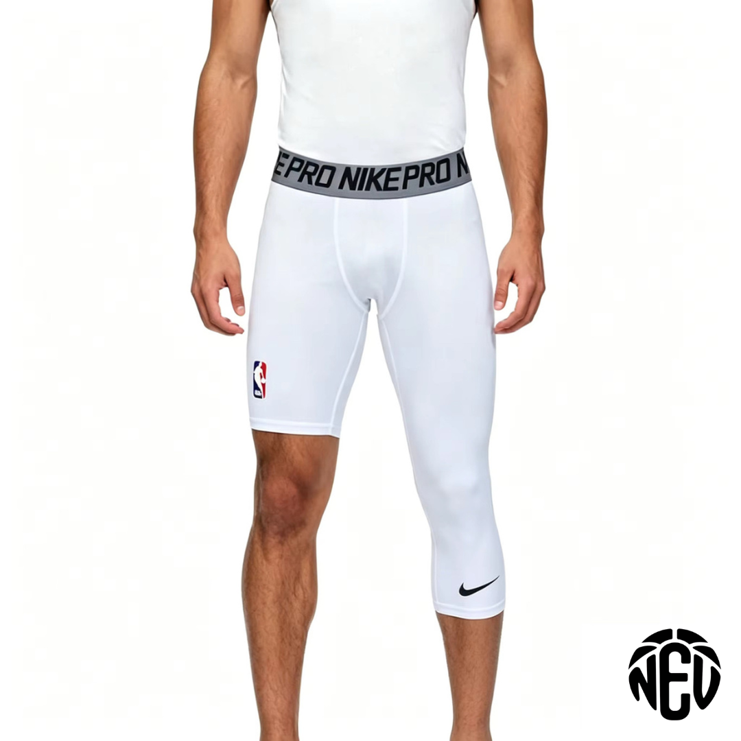 NBA Compression White One Sleeve 3/4 Pants