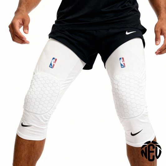 NBA Compression White Padded Knee Sleeves